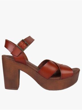 Universal Threads Women's Brown Leather Platform Sandal